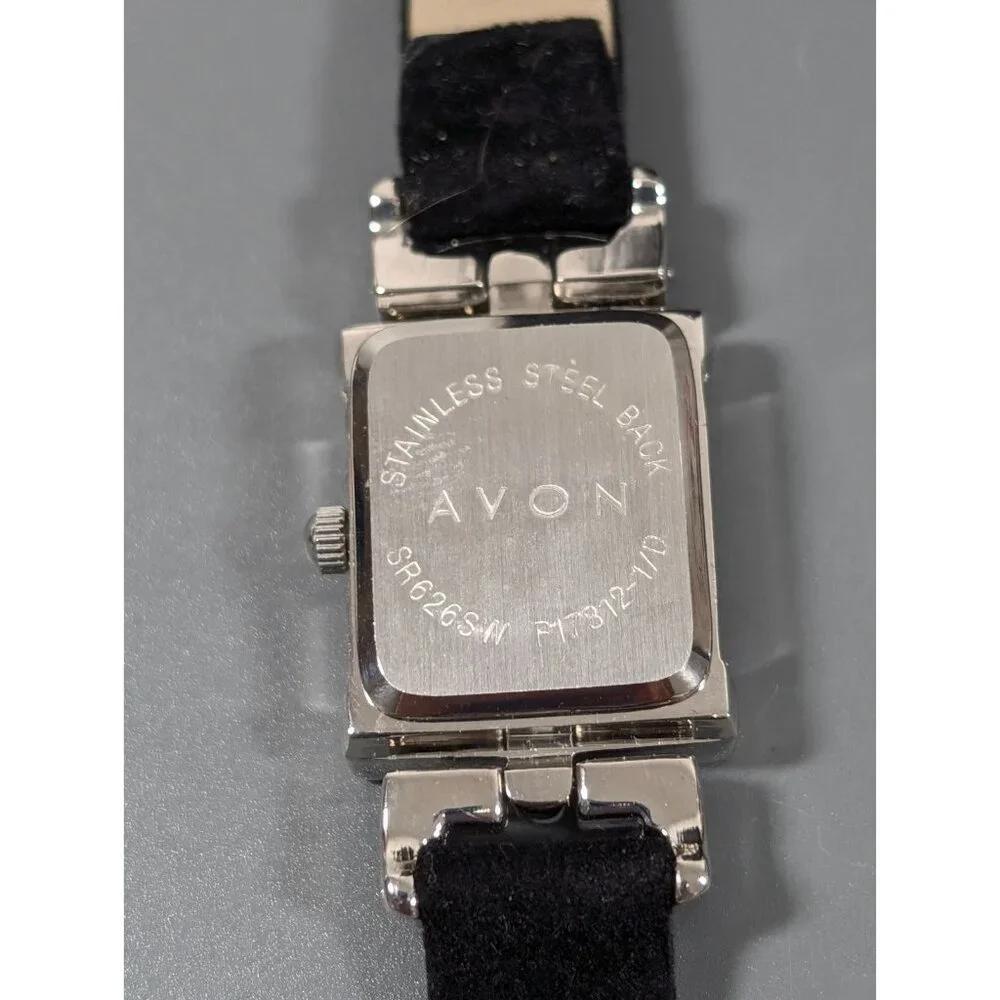 Avon‎ Womens Black Velvet Crystal Accent Elegant Watch New Battery